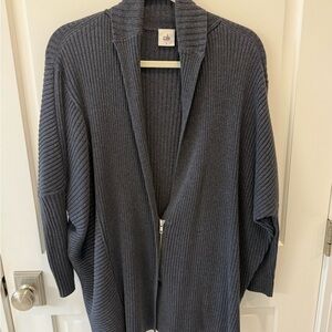 CAbi Gray Ribbed Open Cardigan